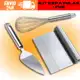 Kit 1 Espátula Tubular Raspador De Inox + 1 Espátula Para Cortar Bolo Pães E Torta + Fuê Batedor Fou em oferta