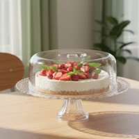 Imagem da promoção Boleira de Vidro Com Pé e Tampa Acrílica Gourmet Suporte Para Bolo, Doces e Sobremesas - Ruvolo