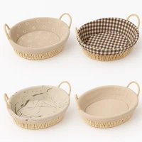 Imagem da promoção Cesto de Pão Redondo Retangular Oval Para Café da Manhã com Forro e Alça Lateral Cozinha Multiuso