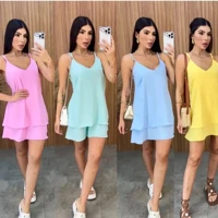 Imagem da promoção Vestido Feminino Curto de Alça Soltinho Elegante com Babado e cores Candy Colors Verão Duna Alcinha