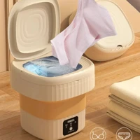 Imagem da promoção Mini Máquina de Lavar Portátil 11L Dobrável 110V/220V Lava Roupas Íntimas e Pequenas com Centrífuga