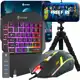 Kit Gamer Mobilador One Hand 60% Preto Led com fio Celular Teclado Mouse Tripé Usb Rgb Otg Tripé em oferta