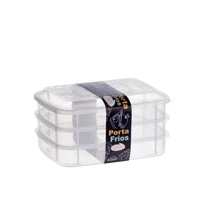 Imagem da promoção Kit 3 Peças Porta Frios Hermético Com Tampa e Trava Transparente Empilhável Dieta Frutas Frios