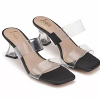 Imagem da promoção Tamanco Salto Taça Cristal Vinil Transparente Moda Blogueira