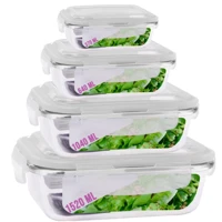 Imagem da promoção Kit 4 Potes de Vidro Hermetico Com Tampa Silicone 4 Tamanhos
