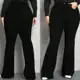 calça flare preta plus size feminina jeans com elastano levanta bumbum cintura alta em oferta