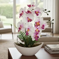 Imagem da promoção Arranjo de Orquídea Artificial Com Vaso Barca Luxuoso