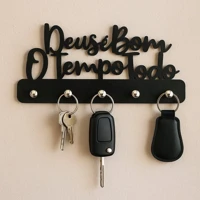 Imagem da promoção Porta Chaves de Parede Decorativo Multiuso em MDF 3mm Preto Deus é Bom o Tempo Todo