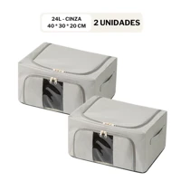 Imagem da promoção KIT Caixa Organizadora Roupas Brinquedos Lençol Edredom Guarda Roupa Dobrável Visor Transparent