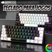Imagem da Promoção Teclado para jogos com fio 61-Key RGB Backlight Mini Compact USB-C Cabo de alimentação plugável