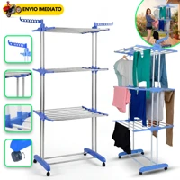 Imagem da promoção Varal De Chão Roupa Calcinha Prateleiras Torre 3 Andares Dobrável Portátil Compacto Com Rodinhas Mul