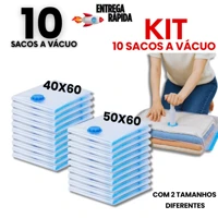 Imagem da promoção Kit 10 ou 5 Saco a Vácuo Organizador Edredom Coberto Mala Roupa De Cama + Bomba 40x60 ou 50x60