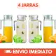 Jarra De Vidro Com Tampa Suco Água Chá 1 Litro 4 Unidades em oferta