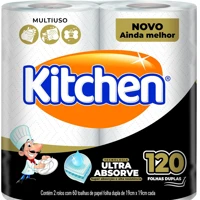 Papel Toalha Kitchen Folha Dupla 2 rolos em oferta