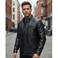 Imagem da promoção Jaqueta De Couro Masculino Slim Resistente