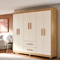 Imagem da promoção Guarda Roupa Casal Lite 6 Portas 2 Gavetas Grandes Cabideiro Prateleiras MDF Amplo Espaço Quarto