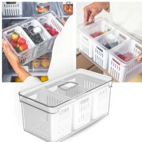 Imagem da promoção Organizador de Geladeira 5L com 3 Cestos Ou Natural Tampa Porta Frutas Legumes Vegetais Clear Fresh