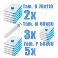 Imagem da promoção Magnow Pack Sacos A Vácuo Kit 10 Unidades Com Bomba Reutilizável Viagem Organização