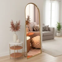 Imagem da promoção Espelho De Chão Base Reta Corpo Inteiro Com Moldura E Suporte Dourado 146x36cm