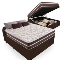 Imagem da promoção Cama Box Baú Casal + Colchão De Molas Prime Colchões Classic Superlastic 138x188x64