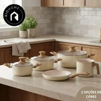 Imagem da promoção Jogo de Panelas antiaderente revestimento ceramica Indução 5 peças Verona