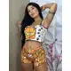 Pijama Baby Doll Sortidos SUEDE Conjunto Feminino Personagem Cropped Ondinha Short Doll de Dormir em oferta