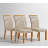Imagem da promoção Conjunto 4 Cadeiras de Jantar em MDF com Assento e Encosto Estofados Miami Freijó e Palha YesCasa Pa