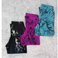 Imagem da promoção Kit 3 Shorts Meia Coxa Curto Roupa Fitness Feminino Academia Marmorizado Tie Dye Corrida Estampado