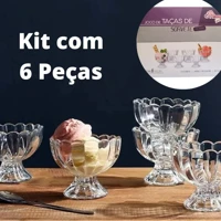 Imagem da promoção Kit com 6 Taças de Vidro Decoradas para Sorvete e Sobremesa 135ml
