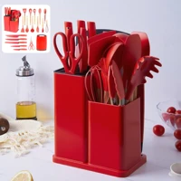 Imagem da promoção Kit Completo Jogo Utensílios de Cozinha Luxo 19 Peças Com Tábua em Silicone Espátula Faca Tesoura