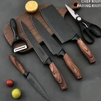 Imagem da promoção Kit Jogo De Facas Inox Corte Afiado Antiaderente Presente Cor Marrom-escuro