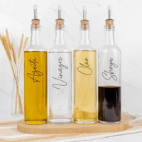 Imagem da promoção 6Gaheteiros de Vidro 525ml com Bico Dosador Cortiça para Azeite, Vinagre, Óleo, Shoyu e Pimenta / Va