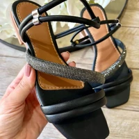 Imagem da promoção Sandália Rasteirinha Feminina Brilho Strass Elegante Luxo Rasteira Femenina Flatform Papete Conforto