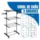 Varal De Chão Varal De Roupas 3 Andares Dobrável Grande C/ 4 Rodas Cor Preto/pretoVaral De Chão Vara em oferta
