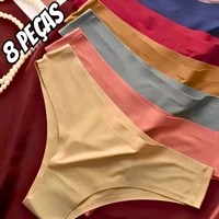 Imagem da promoção Kit 8 Calcinhas Tanga Sem Costura A Laser Cor Lisa Atacado