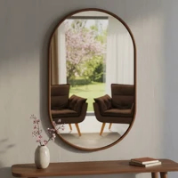 Imagem da promoção Espelho Oval 60 X 40cm Com Moldura De Couro Ecológico