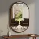 Espelho Oval 60 X 40cm Com Moldura De Couro Ecológico em oferta
