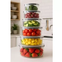 Imagem da promoção Conjunto 6 Potes Plástico Hermético COMTravas Marmita