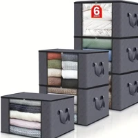 Imagem da promoção Kit6 Saco Organizador Guarda Roupa Dobrável Edredom Cobertor Cinza-escuro