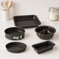 Imagem da promoção Conjunto 5 Formas Pão Bolos Tortas Assadeira Fundo Removível Antiaderente Aço Carbono