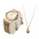 Kit Relógio Dourado Feminino + Colar + Brinco Presente namorados em oferta