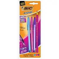 Kit com 3 Canetas Cristal Fashion + 1 Lápis Preto HB Sextavado Colors, BIC, 971073, 4 Unidades em oferta na Amazon