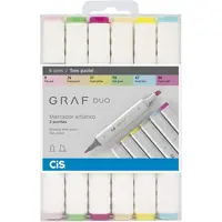 Imagem da oferta Marcador Artístico 2 Pontas, CiS, Graf Duo, 59.7600, 6 Cores, Tons Pastel