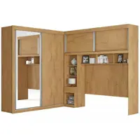Guarda-roupa Casal 4 Portas de Correr 5 Gavetas Amêndoa,Off White - Móveis Europa Milão com Espelho em oferta na Magazine Luiza