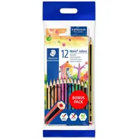 Kit Lápis de Cor Sextavado + Lápis Grafite Nº2HB + Borracha, Staedtler, Noris, 185 SET2 02, 12 Cores em oferta na Amazon