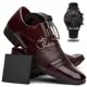 Sapato Masculino Verniz Social + Cinto + Carteira + Relógio em oferta