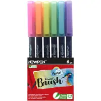 Caneta Ponta Pincel, Newpen, Brush Pen, Pastel, 6 Cores em oferta na Amazon
