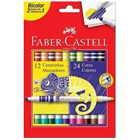 Imagem da promoção Canetinha Hidrográfica Bicolor, Faber-Castell, 15.0612N, 12 Canetas/24 Cores