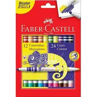 Canetinha Hidrográfica Bicolor, Faber-Castell, 15.0612N, 12 Canetas/24 Cores em oferta na Amazon