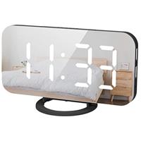 Imagem da promoção Despertador digital LED com grande fonte branca na superfície do espelho Função Snooze Portas 